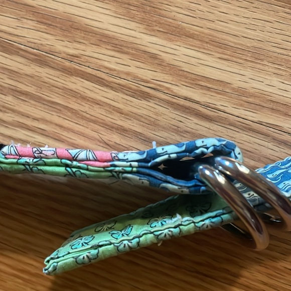 VINEYARD VINES sz M patchwork style belt with silver D-ring closure - Picture 9 of 12